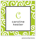 PicMe Prints - Calling Cards - Happy Scrolls Chartreuse (Folded)