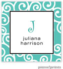 PicMe Prints - Calling Cards - Happy Scrolls Turquoise (Folded)
