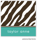 PicMe Prints - Calling Cards - Espresso Zebra Turquoise (Folded-No Motif)