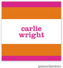 PicMe Prints - Calling Cards - Bold Bands Hot Pink/Tangerine (Folded)