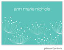 PicMe Prints - Calling Cards - Dandelions White on Turquoise (Folded-No Motif)