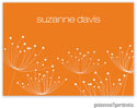 PicMe Prints - Calling Cards - Dandelions White on Tangerine (Folded-No Motif)