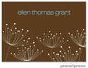 PicMe Prints - Calling Cards - Dandelions White on Chocolate (Folded-No Motif)