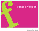 PicMe Prints - Calling Cards - Alphabet Chartreuse on Hot Pink (Folded-No Motif)