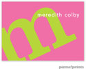 PicMe Prints - Calling Cards - Alphabet Chartreuse on Bubblegum (Folded-No Motif)