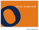 PicMe Prints - Calling Cards - Alphabet Navy on Tangerine (Folded-No Motif)