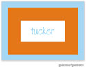 PicMe Prints - Calling Cards - Bold Bands Sky/Tangerine (Folded-No Motif)