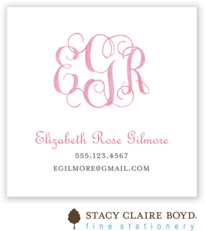 SCB CC 10 - Calling Cards by Stacy Claire Boyd - Powdered Monogram - Pink SCB CC 10 - Calling Cards by Stacy Claire Boyd - Powdered Monogram - Pink