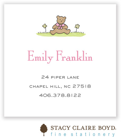 Stacy Claire Boyd Calling Cards - Teddy Bear - Pink