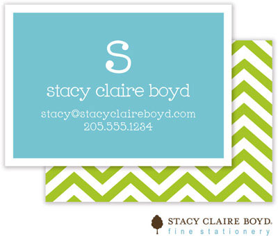 SCB CC 10 - Calling Cards by Stacy Claire Boyd - Chevron Stripe - Green SCB CC 10 - Calling Cards by Stacy Claire Boyd - Chevron Stripe - Green
