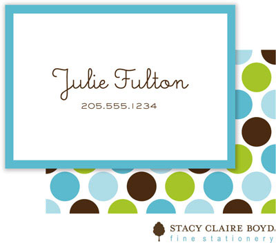 SCB CC 10 - Calling Cards by Stacy Claire Boyd - Party Dots - Aqua