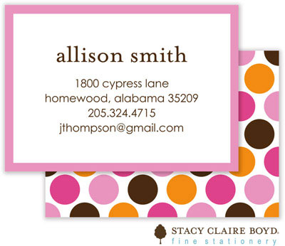 SCB CC 10 - Calling Cards by Stacy Claire Boyd - Party Dots - Pink SCB CC 10 - Calling Cards by Stacy Claire Boyd - Party Dots - Pink