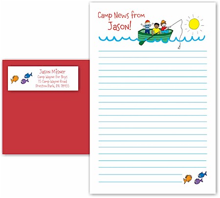 Camp Notepad & Label Sets by Kamp Kids (Boys Fishing)