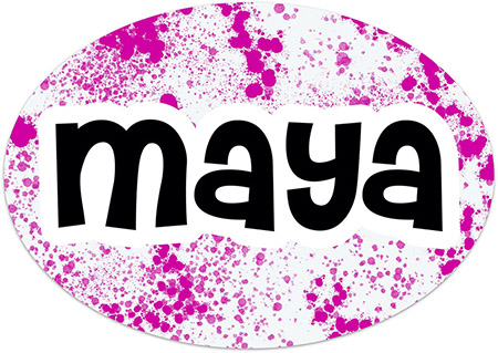 Namedrops - Oval Cling It (Pink Splatter) Namedrops - Oval Cling It (Pink Splatter)
