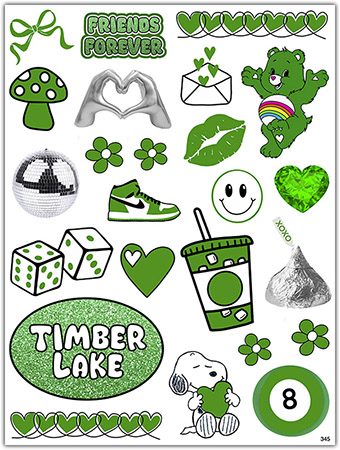 Cling It Reusable Stickers - Friends Forever - Green & White Design by Namedrops