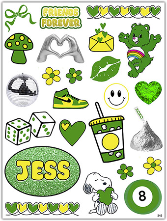 Cling It Reusable Stickers - Friends Forever - Green & Yellow Design by Namedrops