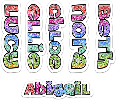 Cling It Reusable Stickers - Rainbow Glitter Word Design by Namedrops