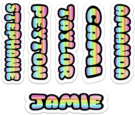 Cling It Reusable Stickers - Rainbow Spray Word Design by Namedrops