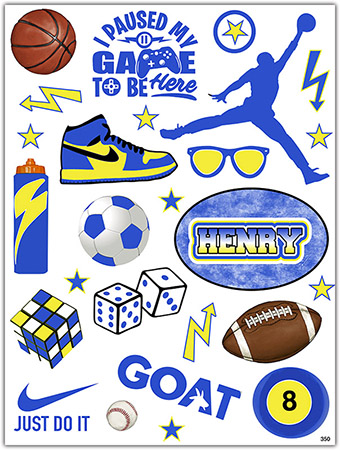 Cling It Reusable Stickers - Sports - Blue & Yellow Design by Namedrops