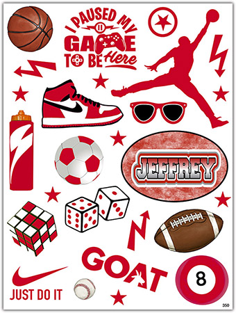 Cling It Reusable Stickers - Sports - Red & White Design by Namedrops