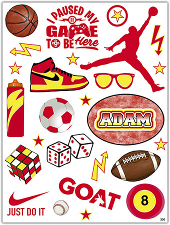 Cling It Reusable Stickers - Sports - Red & Yellow Design by Namedrops