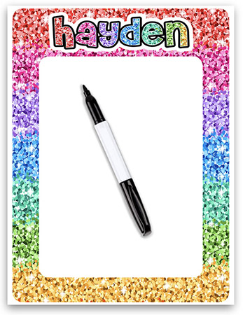 Personalized Dry Erase Boards by Namedrops - Rainbow Glitter