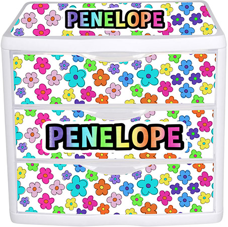 Three Plastic Drawers by Namedrops - Happy Flowers