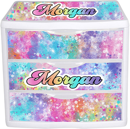 Three Plastic Drawers by Namedrops - Rainbow Cloud