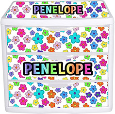 Three Plastic Drawers by Namedrops - Happy Flowers