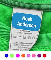 Laundry Safe Clothing Labels by Camp Stuff (Solid Colors-White Ink)