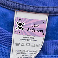 Laundry Safe Clothing Labels by Camp Stuff (Skull)
