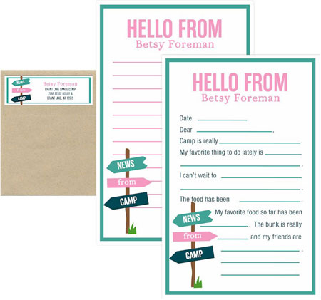Camp Notepad & Label Sets by Three Bees (Camp Signpost Pink)