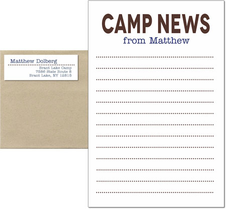 Camp Notepad & Label Sets by Three Bees (Camp News Brown and Blue)