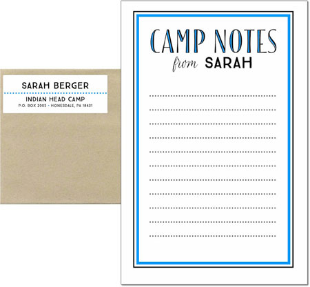 Camp Notepad & Label Sets by Three Bees (Camp Notes Blend Inline - Blue)