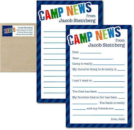 Camp Notepad & Label Sets by Three Bees (Diagonal Stripe Camp Blue)