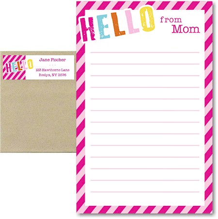 Camp Notepad & Label Sets by Three Bees (Diagonal Stripe Pink Mom)