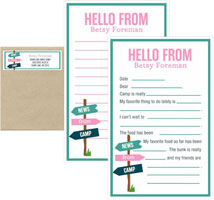 Camp Notepad & Label Sets by Three Bees (Camp Signpost Pink)