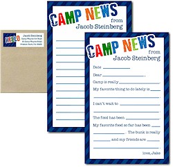 Camp Notepad & Label Sets by Three Bees (Diagonal Stripe Camp Blue)