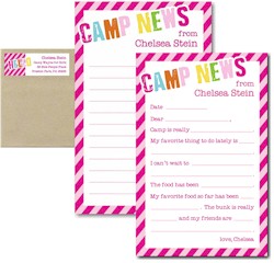 Camp Notepad & Label Sets by Three Bees (Diagonal Stripe Camp Pink)