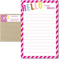 Camp Notepad & Label Sets by Three Bees (Diagonal Stripe Pink Mom)