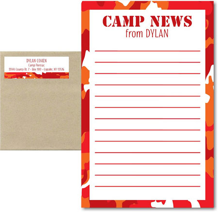 Camp Notepad & Label Sets by Three Bees (Camo Red)