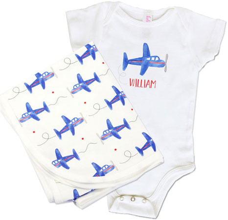 Infant Creepers & Blankets by Kelly Hughes Designs (Airplane) Infant Creepers & Blankets by Kelly Hughes Designs (Airplane)