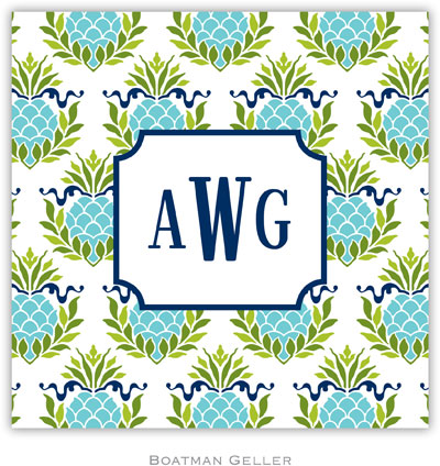 Personalized Coasters by Boatman Geller (Pineapple Repeat Teal)