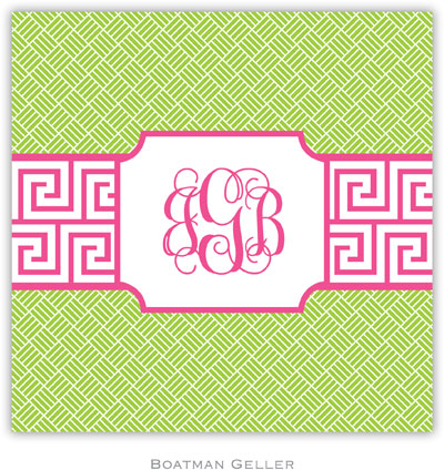 Personalized Coasters by Boatman Geller (Greek Key Band Pink)