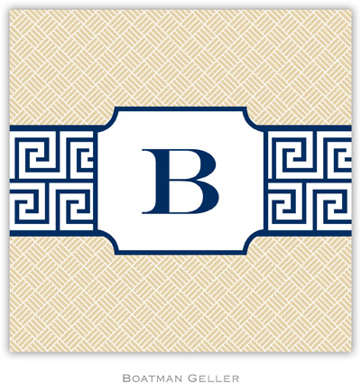 Personalized Coasters by Boatman Geller (Greek Key Band Navy)