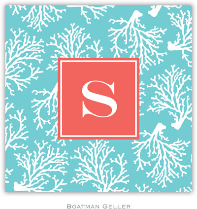 Personalized Coasters by Boatman Geller (Coral Repeat Teal Preset)