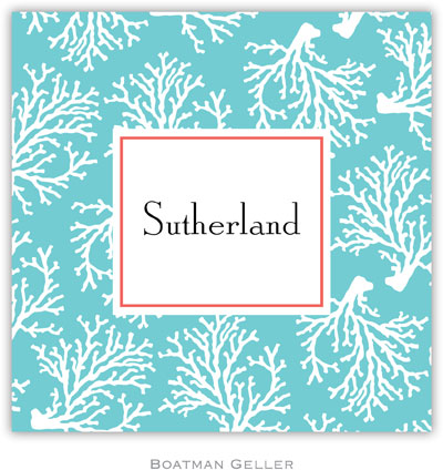 Personalized Coasters by Boatman Geller (Coral Repeat Teal)