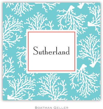 Personalized Coasters by Boatman Geller (Coral Repeat Teal) Personalized Coasters by Boatman Geller (Coral Repeat Teal)