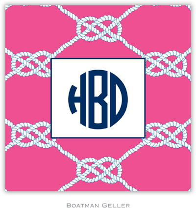 Personalized Coasters by Boatman Geller (Nautical Knot Raspberry)