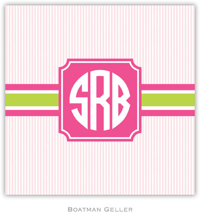 Personalized Coasters by Boatman Geller (Seersucker Band Pink & Green)